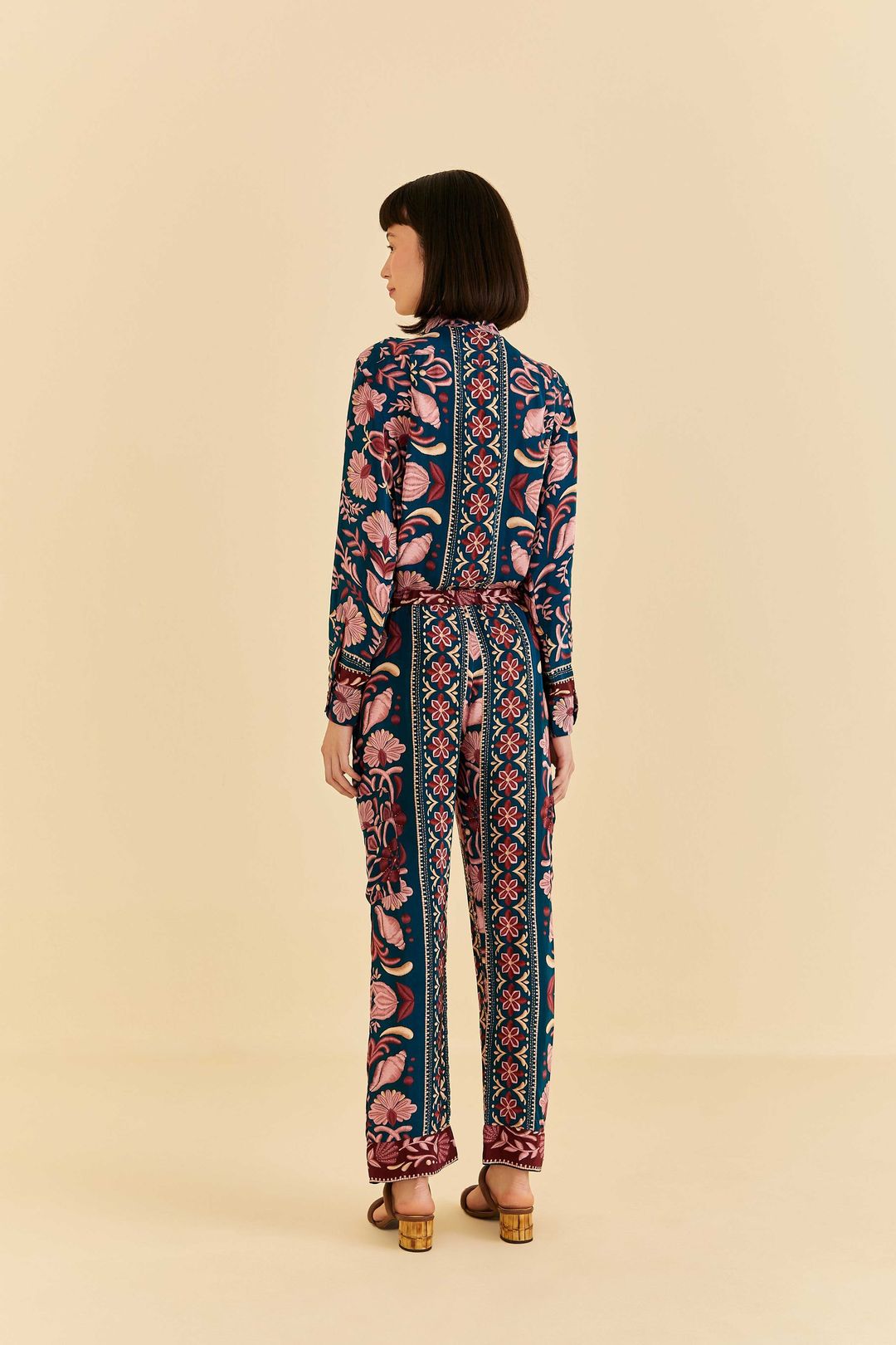 Teal Seashell Tapestry Cargo Pants #4