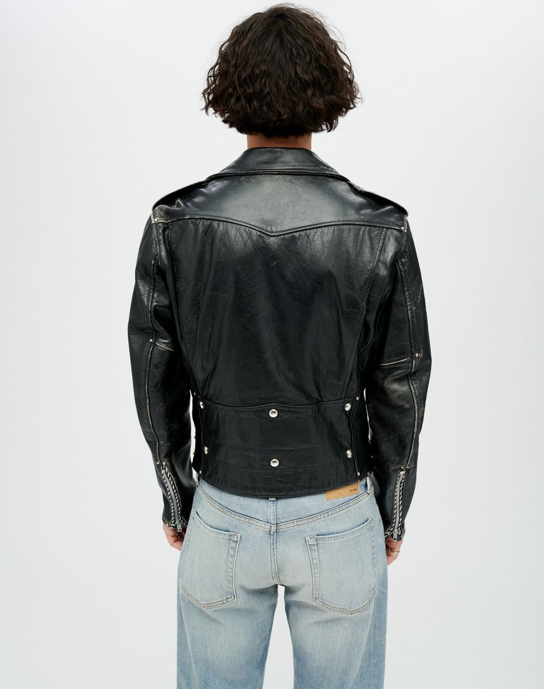 Upcycled Leather Biker Jacket - Black Cheetah #10