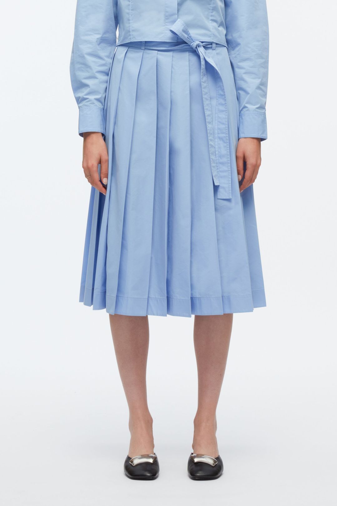 Knife Pleat Belted Skirt