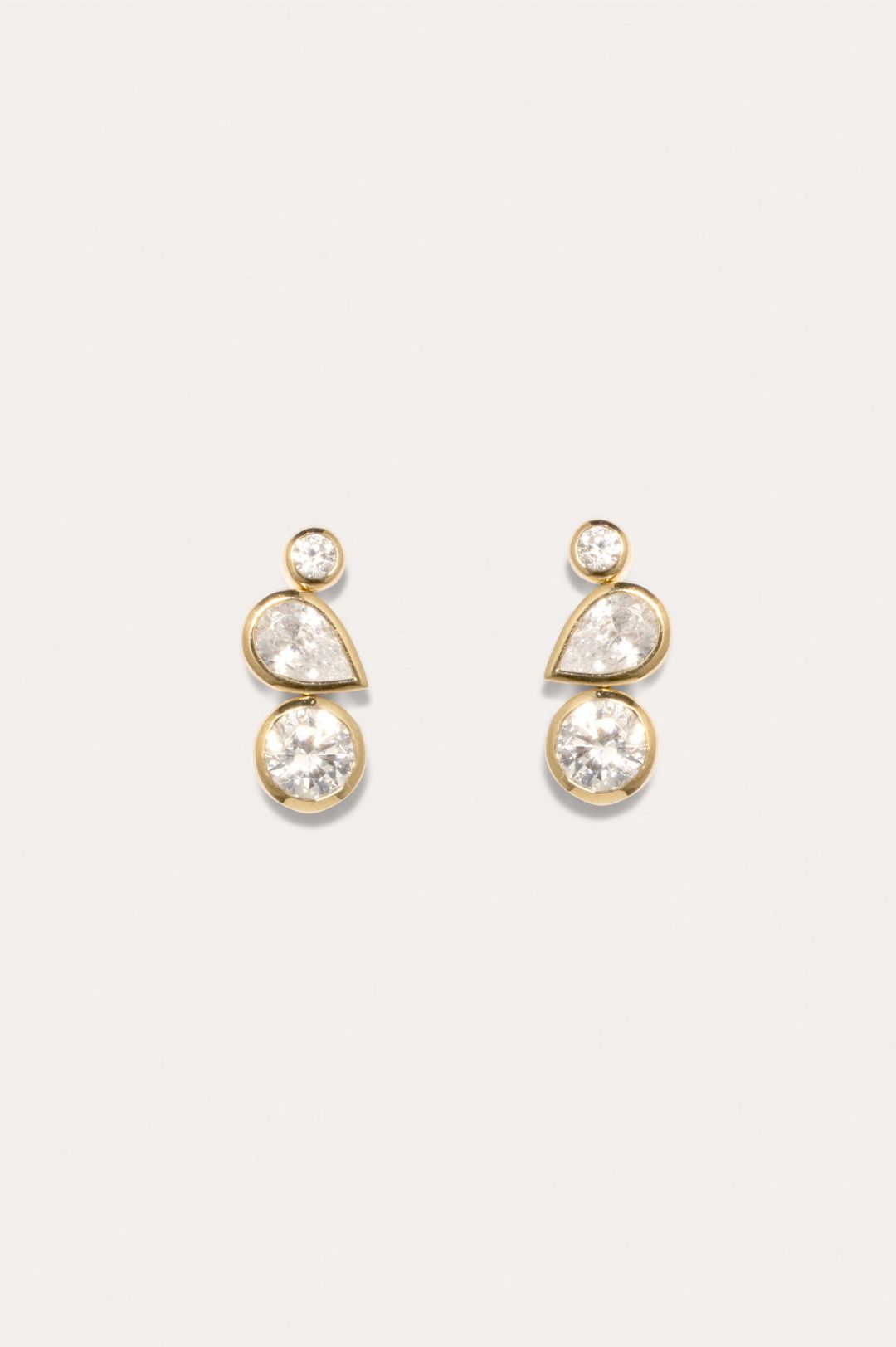 Like Peas in a Pod II - Cubic Zirconia and Gold Vermeil Earrings