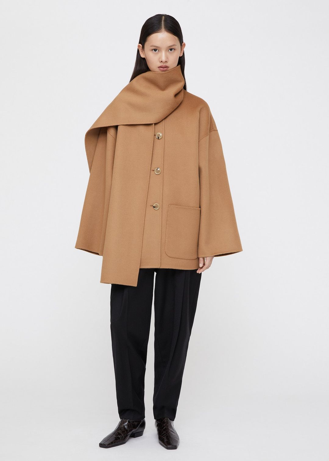 doublé scarf jacket camel