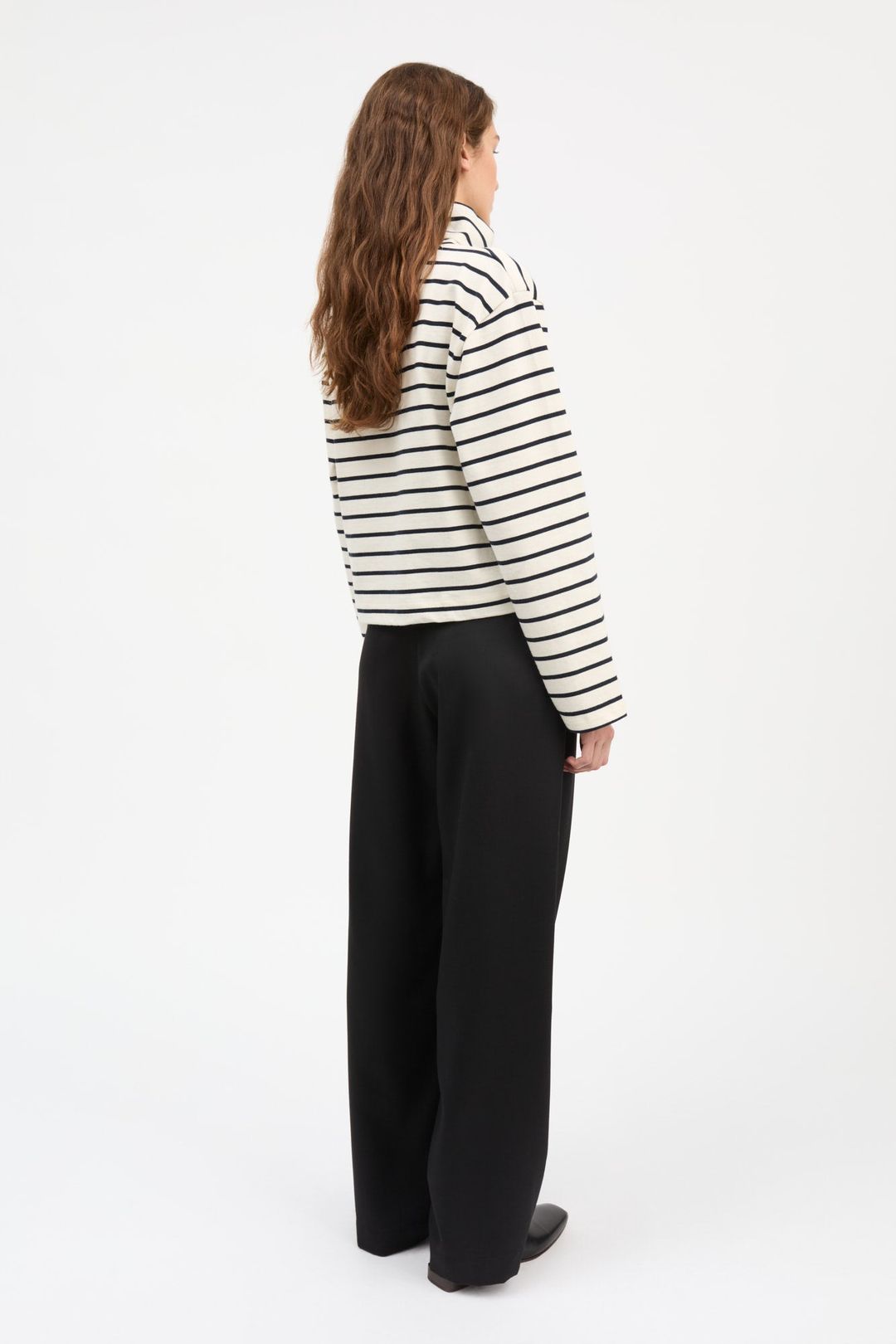 Nessa t-neck blouse - Ecru/Navy stripe #4