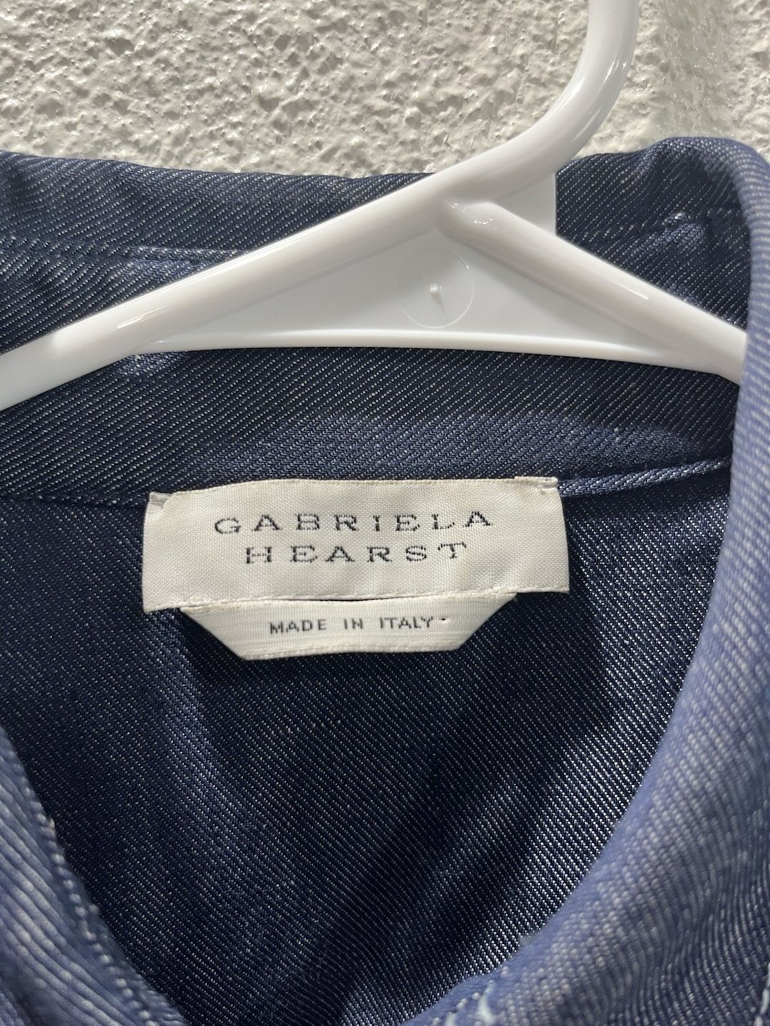 Blue Wool Silk Linen Button-Front Blouse 46 #3