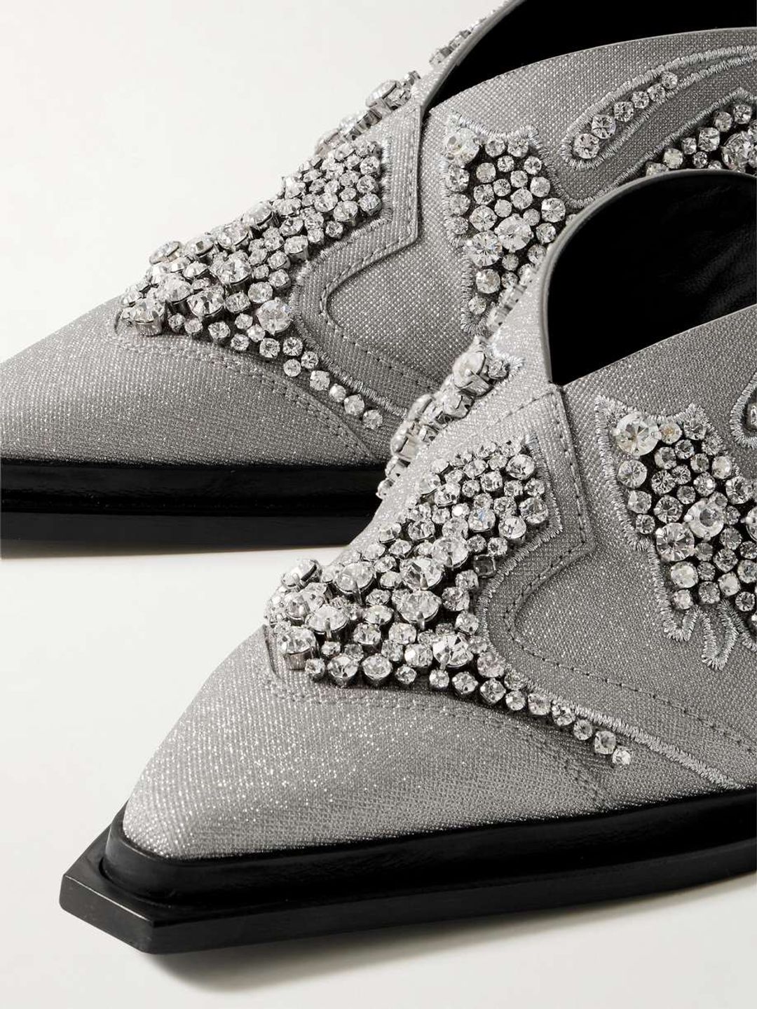 Cece II 60 embroidered crystal-embellished metallic canvas mules #4