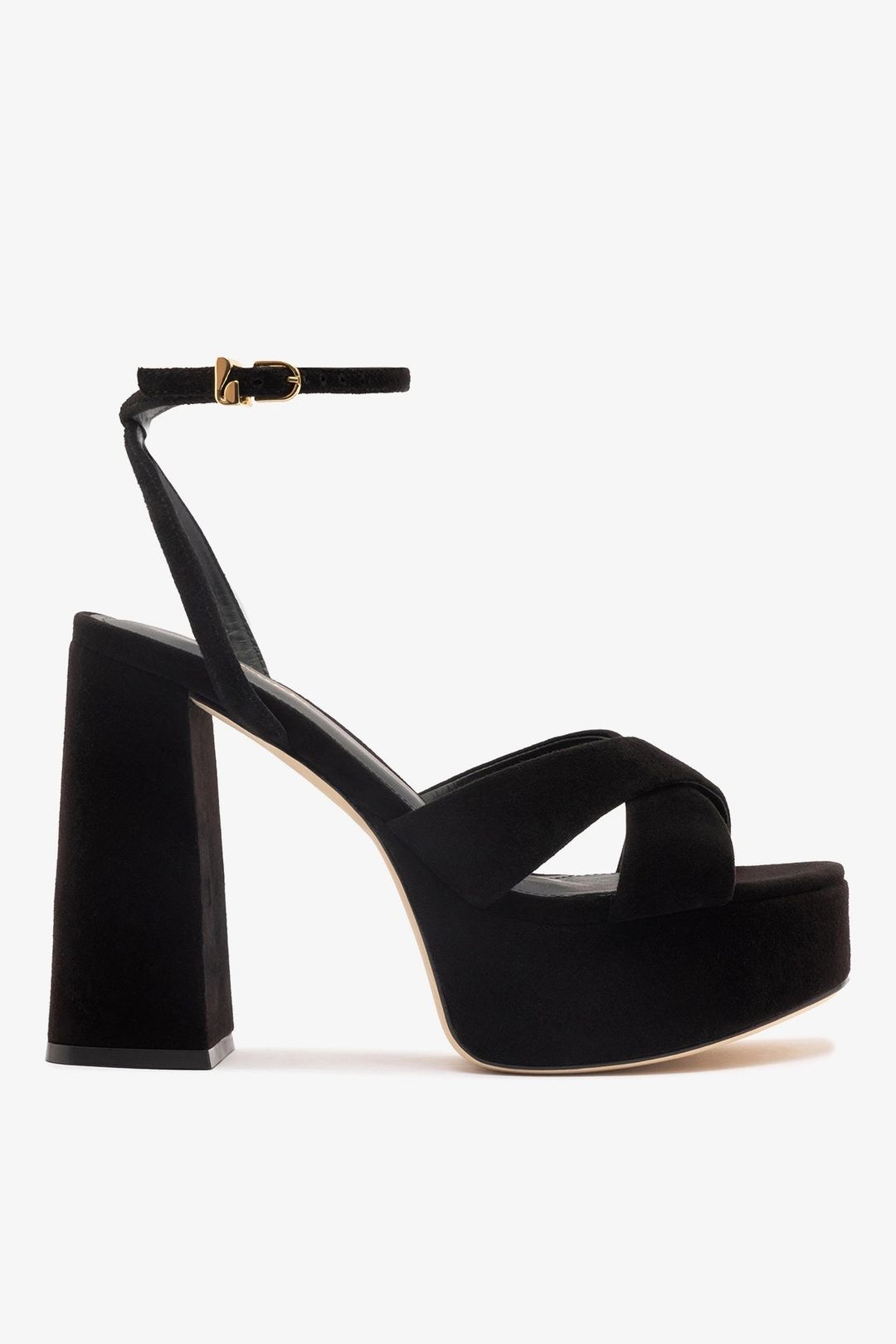 Dolly X Platform Sandal In Black Suede
