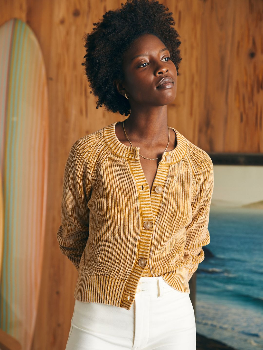 Sunwashed Fisherman Cardigan - Golden Brown #3