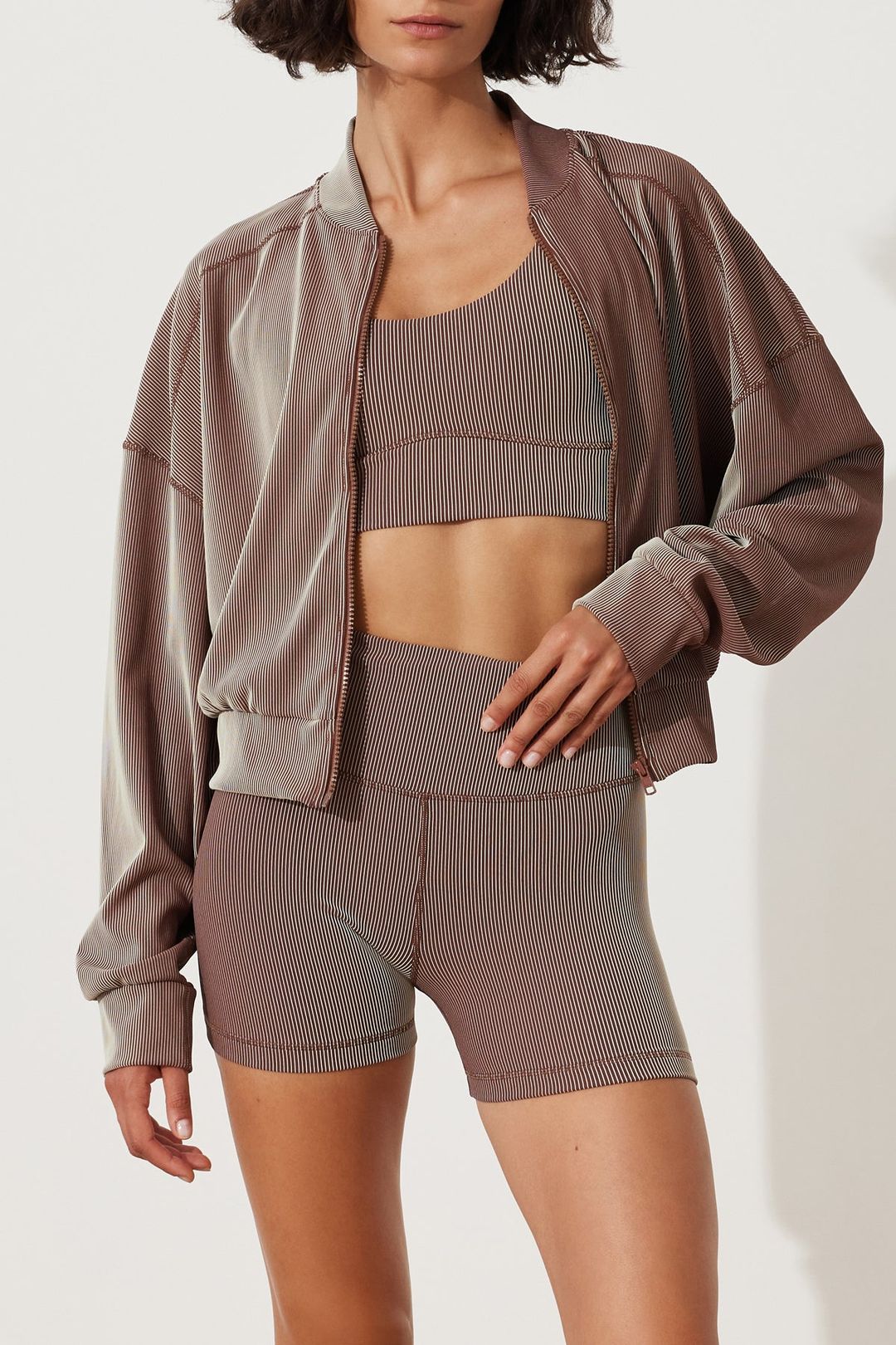 Stripe Rib Jacket - Chocolate #8