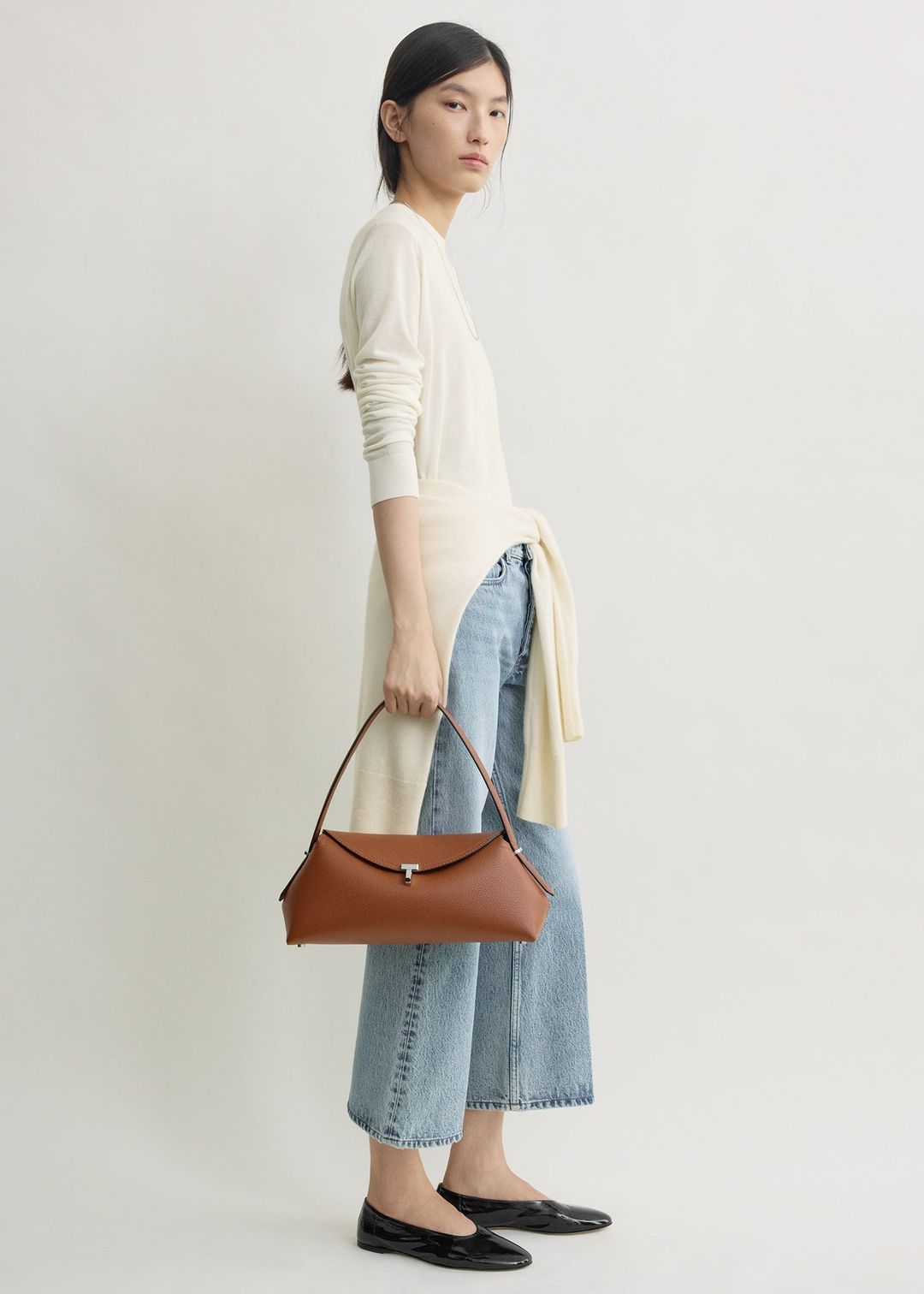 T-lock grained-leather shoulder sienna #3