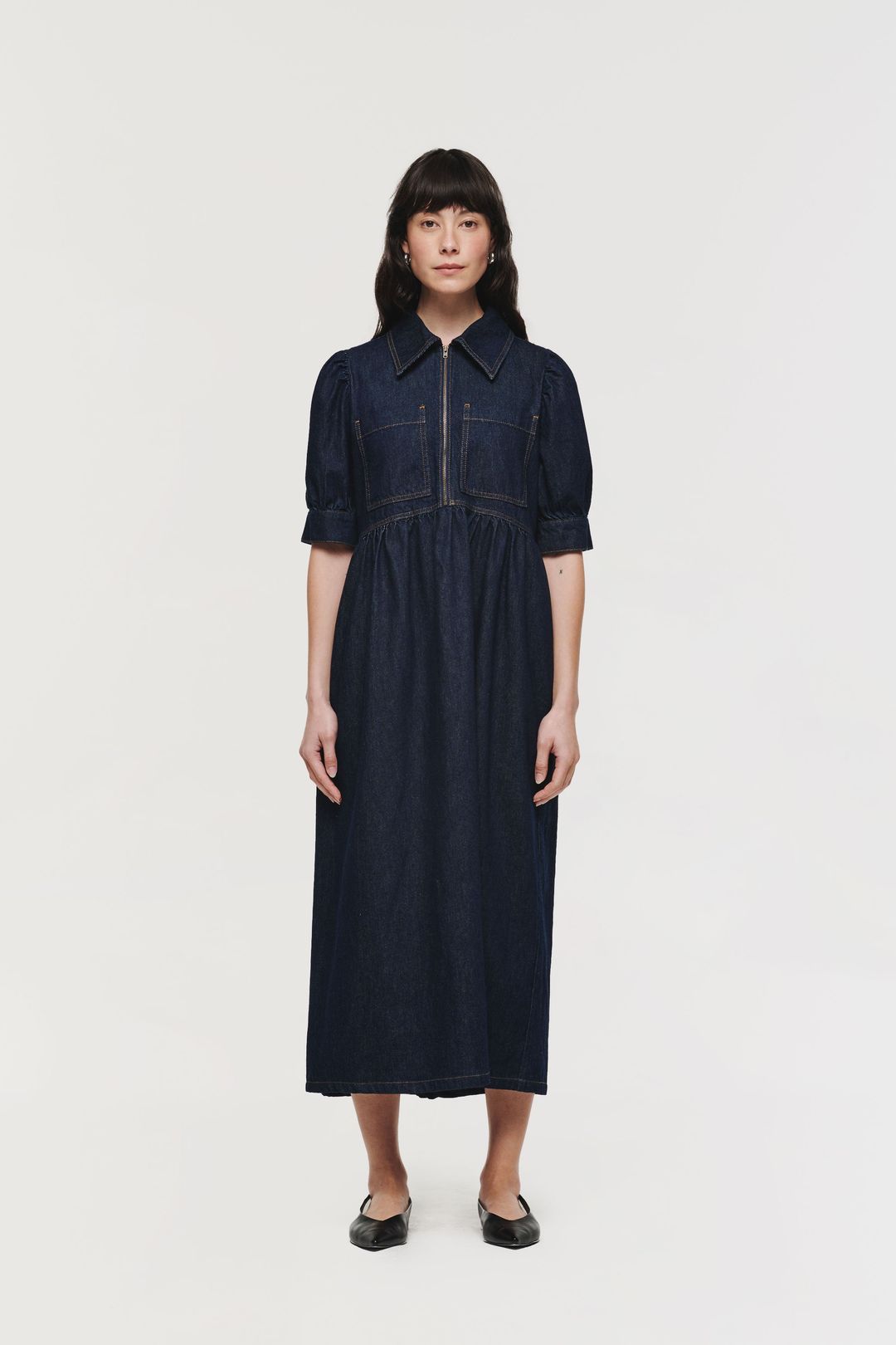 Gabriella Short Sleeve Zip Midi Dress #10