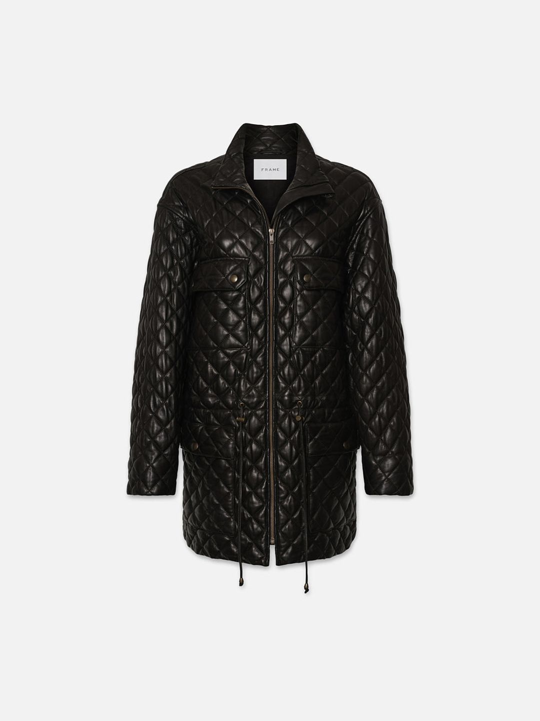 Leather Quilted Parka -- Black
