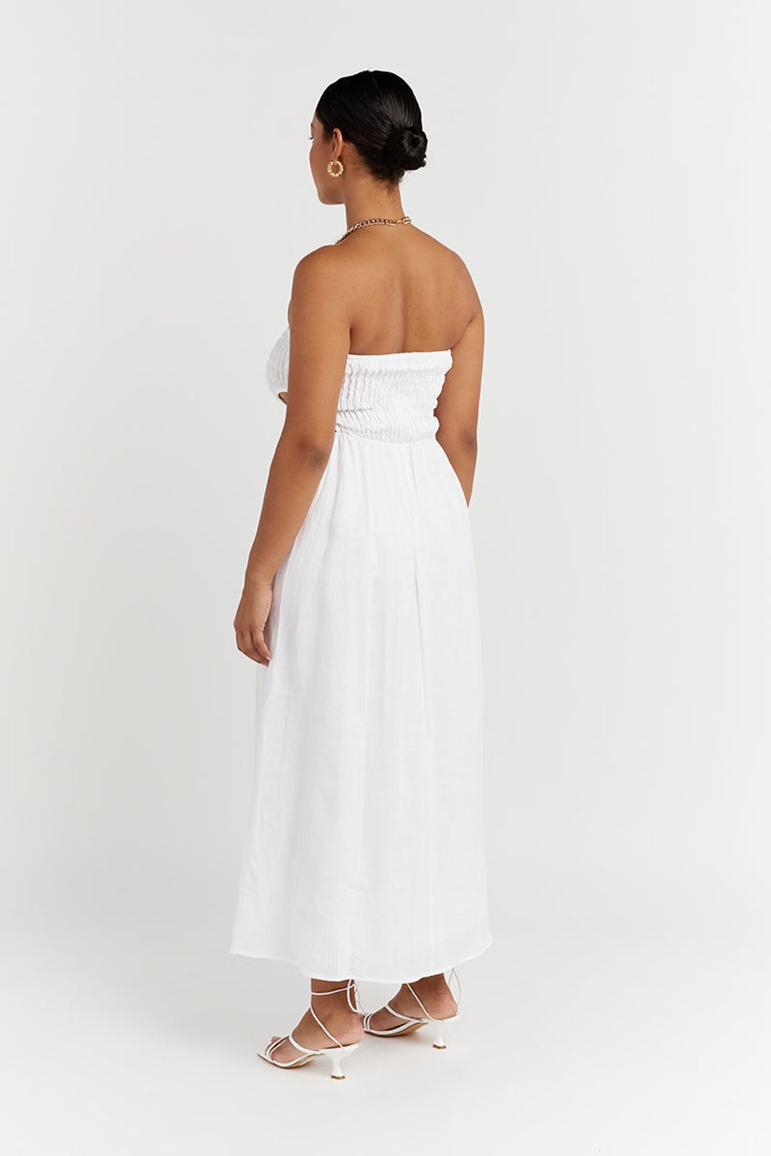 NELL WHITE LINEN MIDI DRESS #5