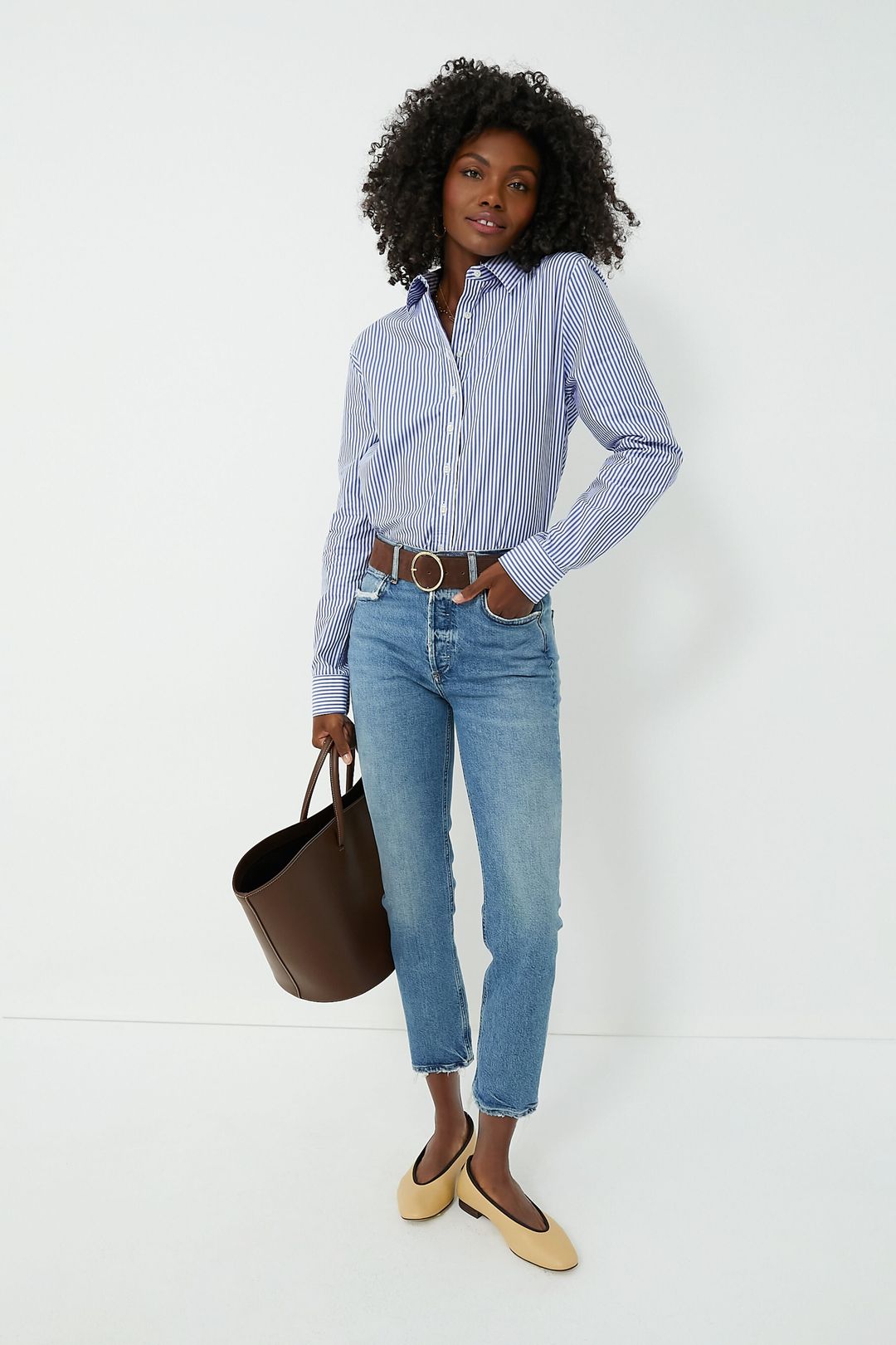 Blue and White Stripe Boyfriend Shirt #6