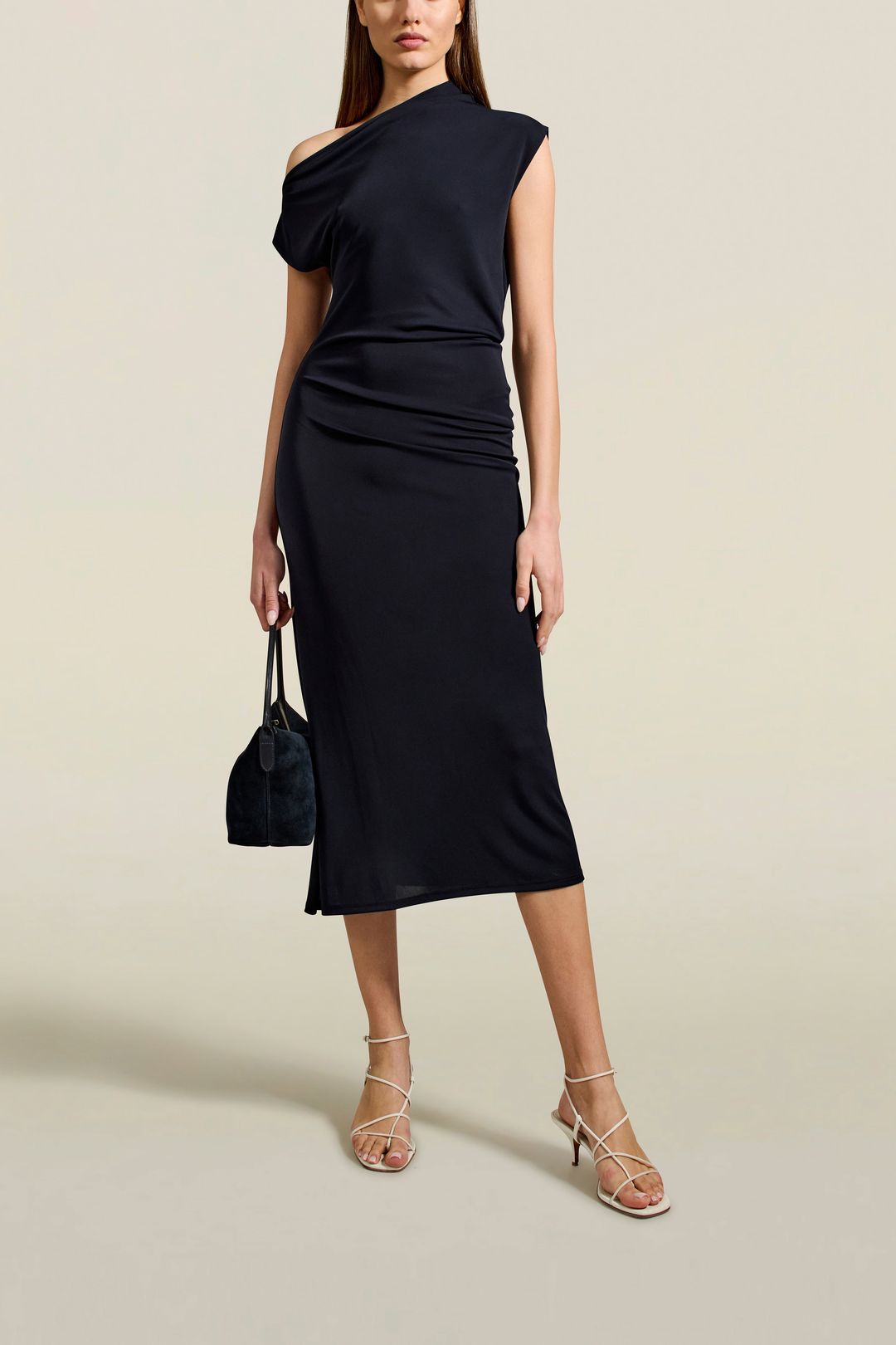 Gwynn Long Dress in Midnight Slinky Jersey