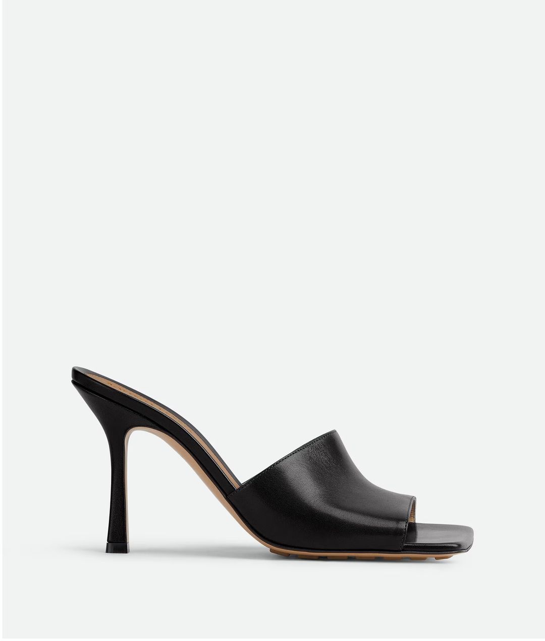 Stretch Square-toe Leather Mules In Nero
