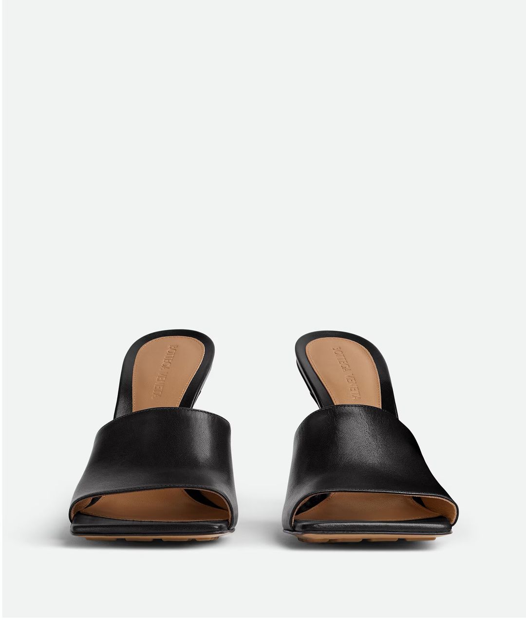 Stretch Square-toe Leather Mules In Nero #4