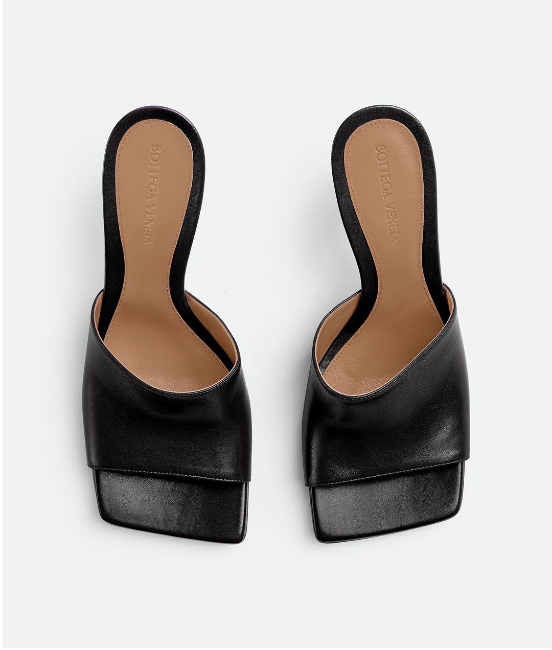 Stretch Square-toe Leather Mules In Nero #2