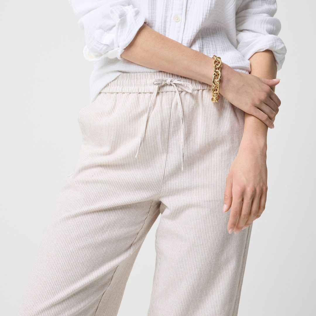 slim wide leg linen drawstring pant - st #3
