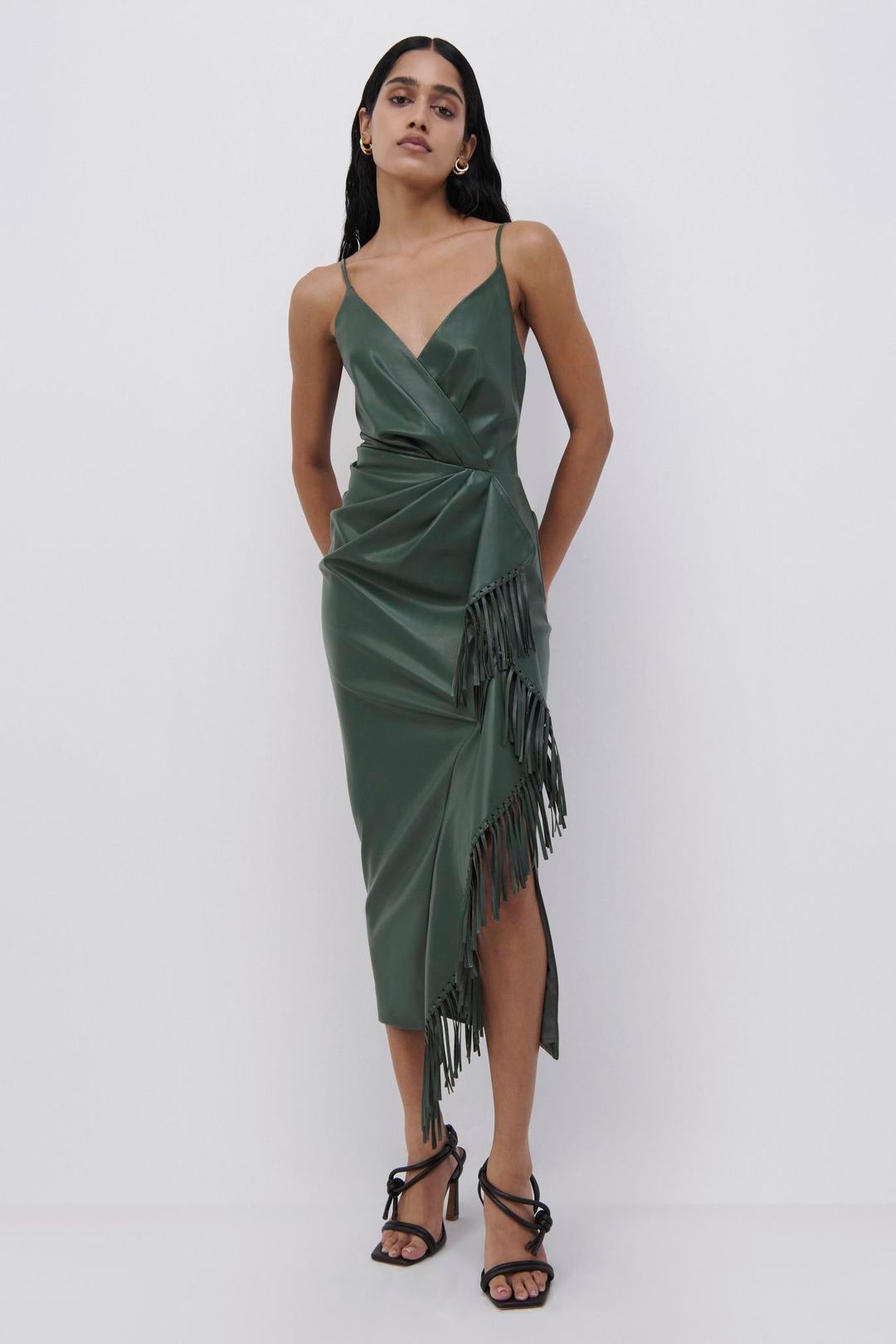 Carlee Vegan Leather Midi Dress