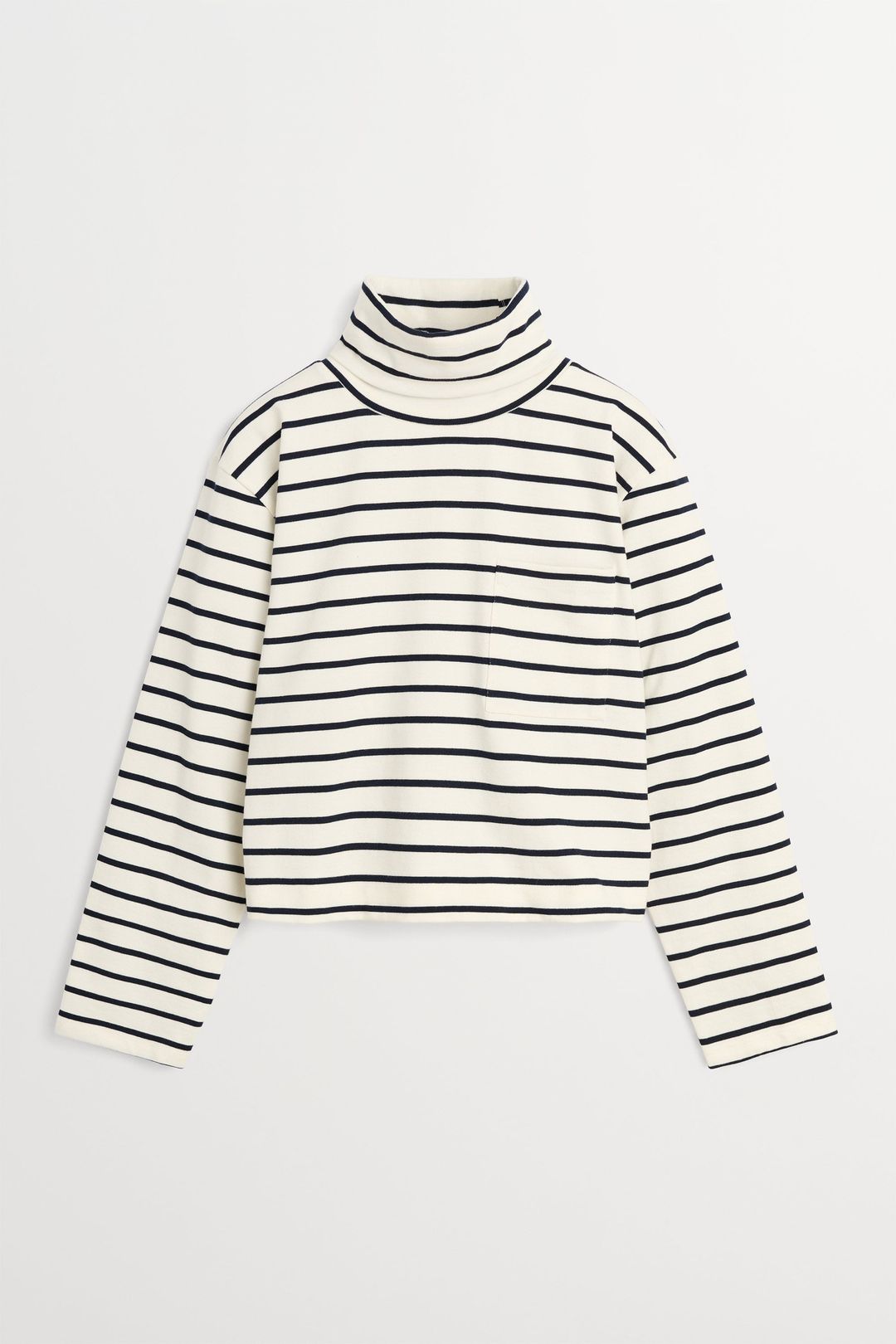 Nessa t-neck blouse - Ecru/Navy stripe