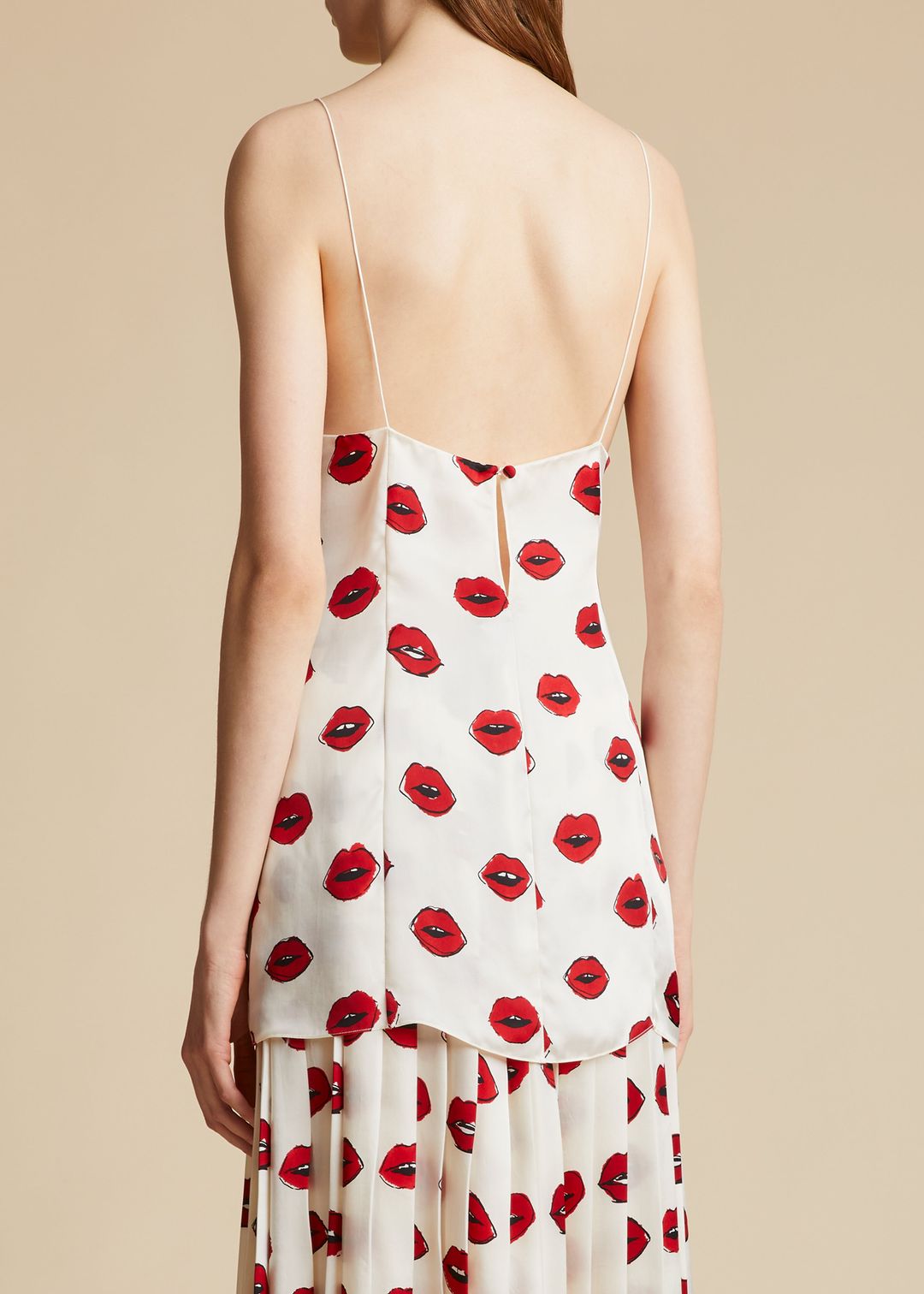 The Grisella Top in Cream with Red Lip Print #3