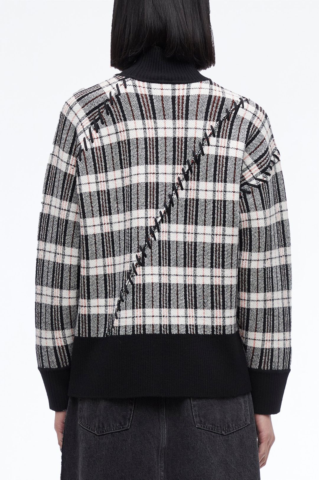 Wool Plaid Jacquard Oversized Sweater #4
