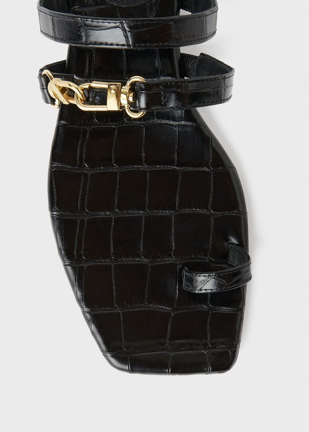 The Double Clasp Flat black croco #5