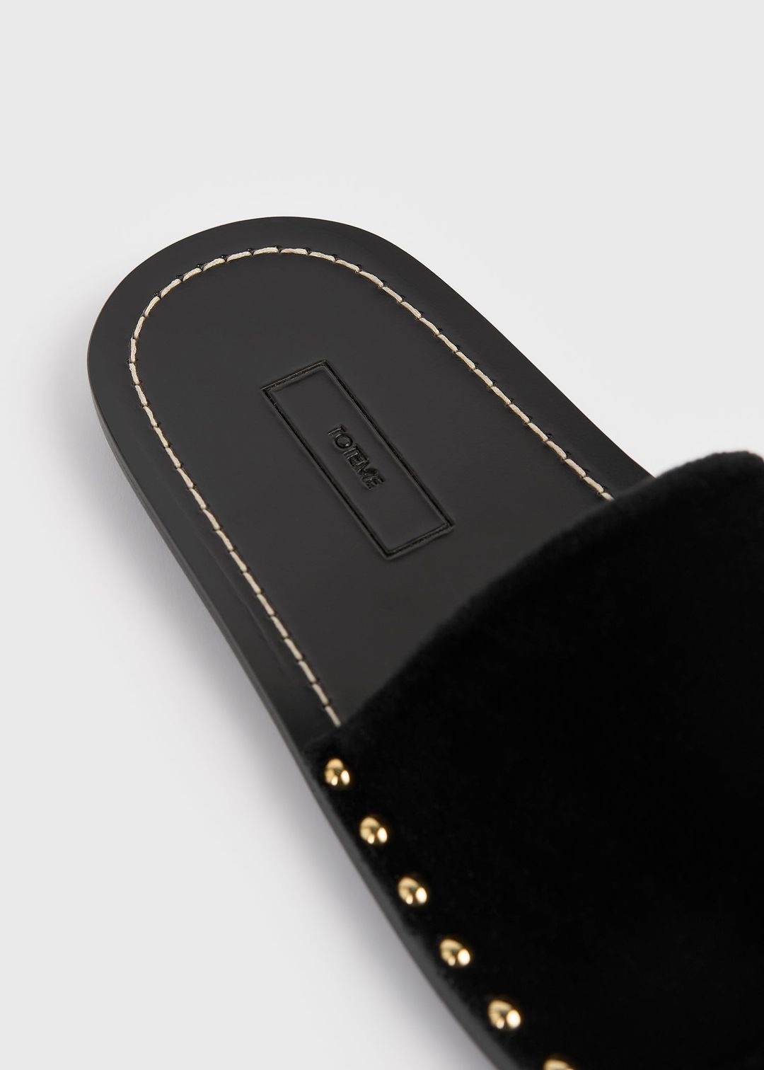 Studded velvet slides black #5