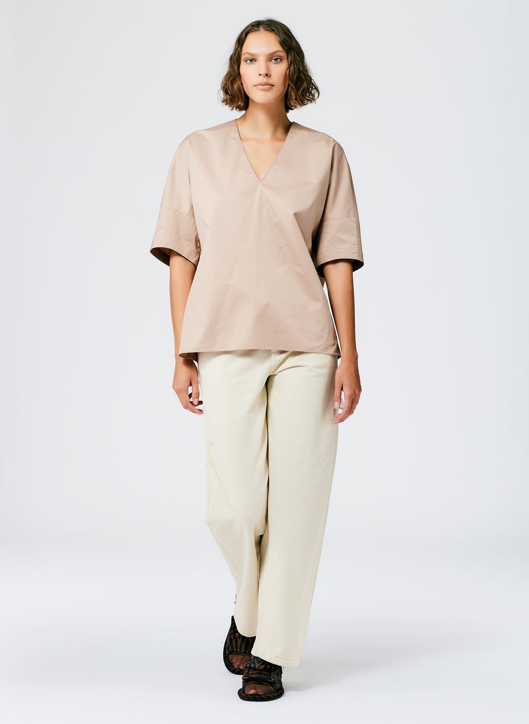 Eco Poplin V-Neck Cocoon Top #6