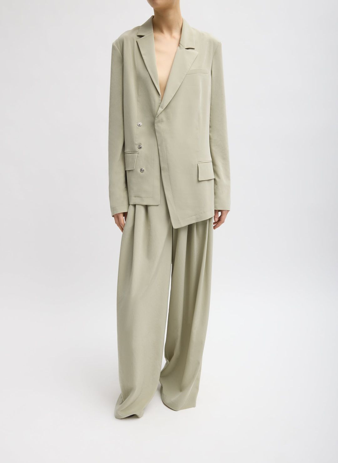 Relaxed Suiting Asymmetrical Wrap Blazer