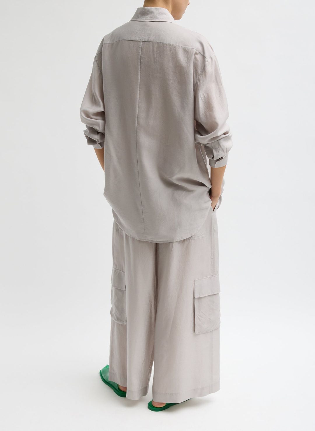 Silk Voile Cargo Triple Pleat Pant #4