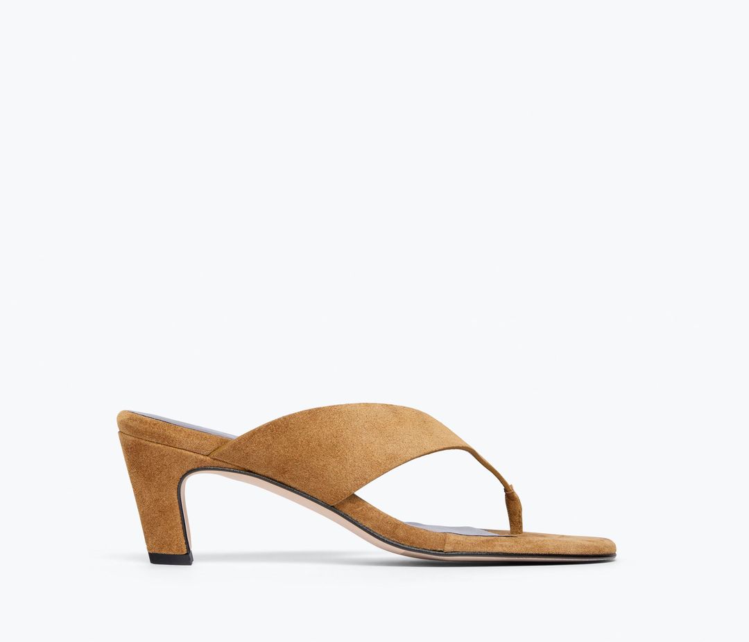 KAT HEELED LEATHER THONG SANDAL