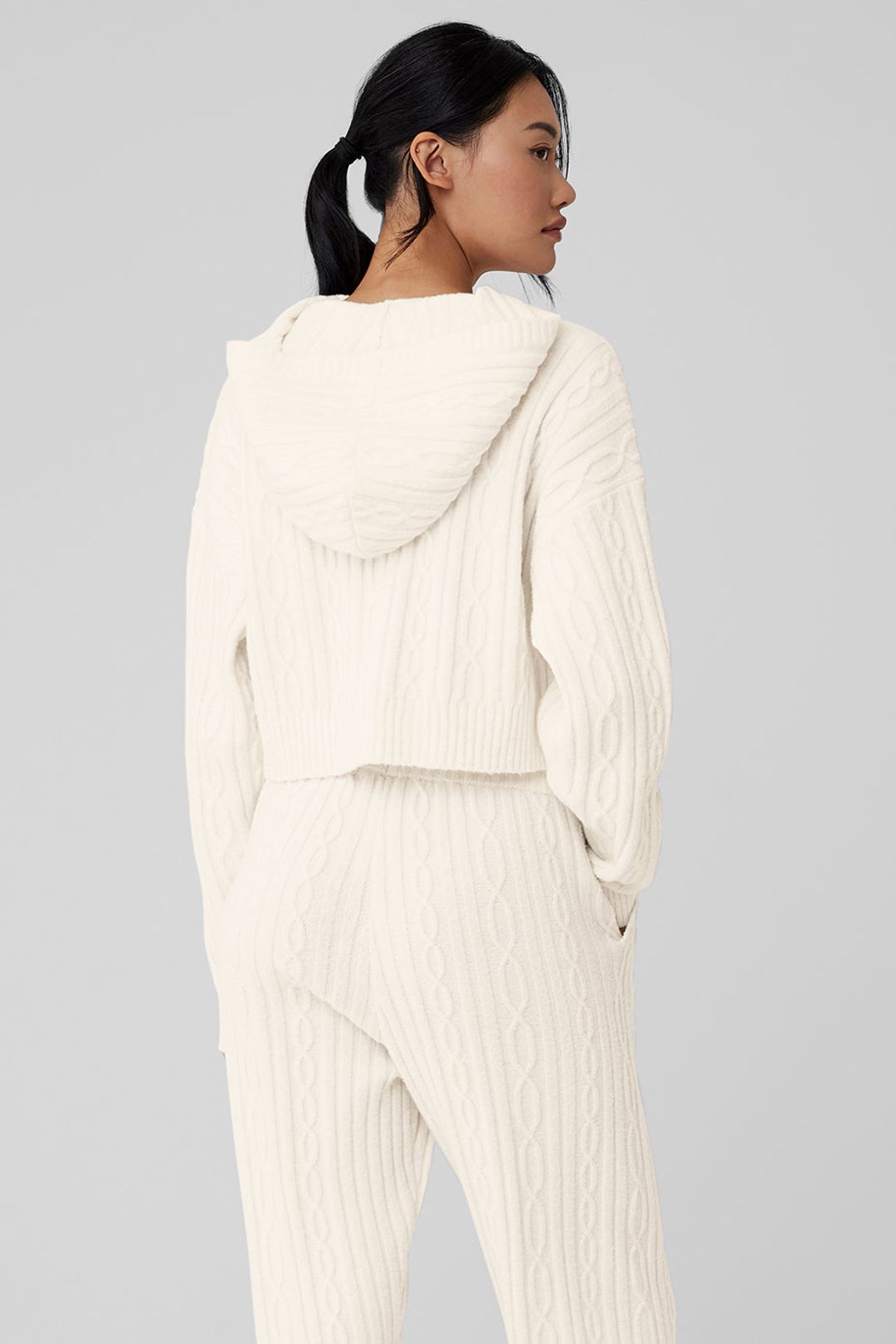 Cable Knit Winter Bliss Hoodie - Ivory #4