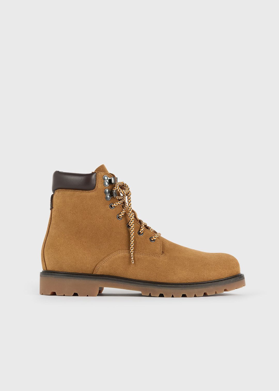 Lace-up suede boots ochre