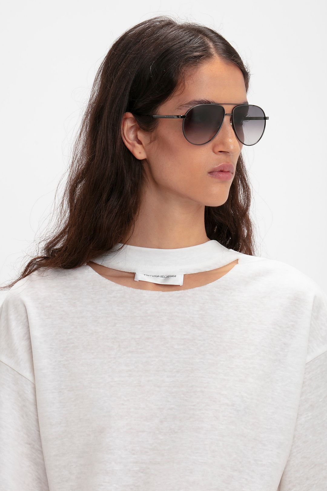 V Metal Pilot Sunglasses In Grey Gradient #9