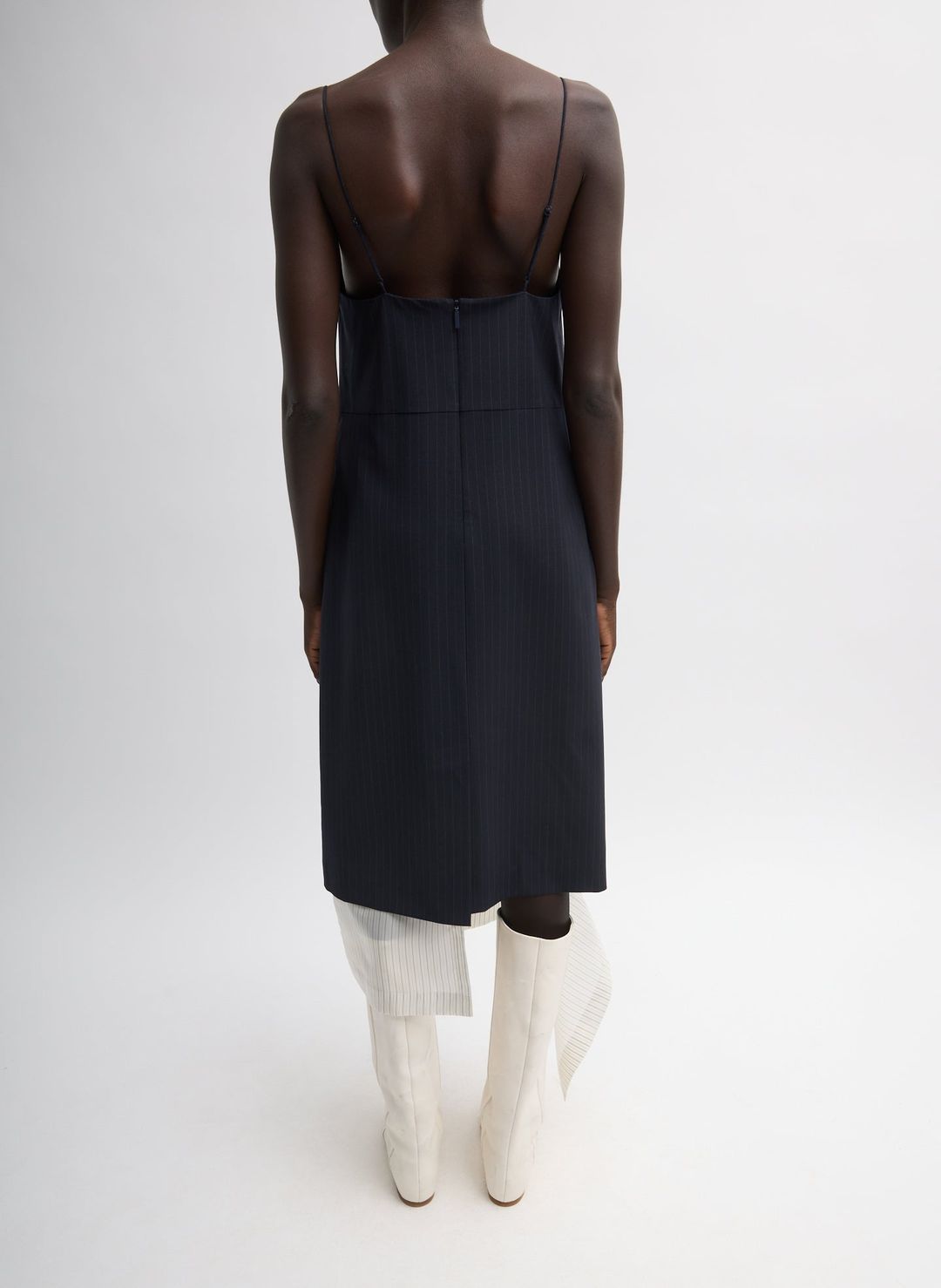 Mier Pinstripe Convertible Slip Dress #10