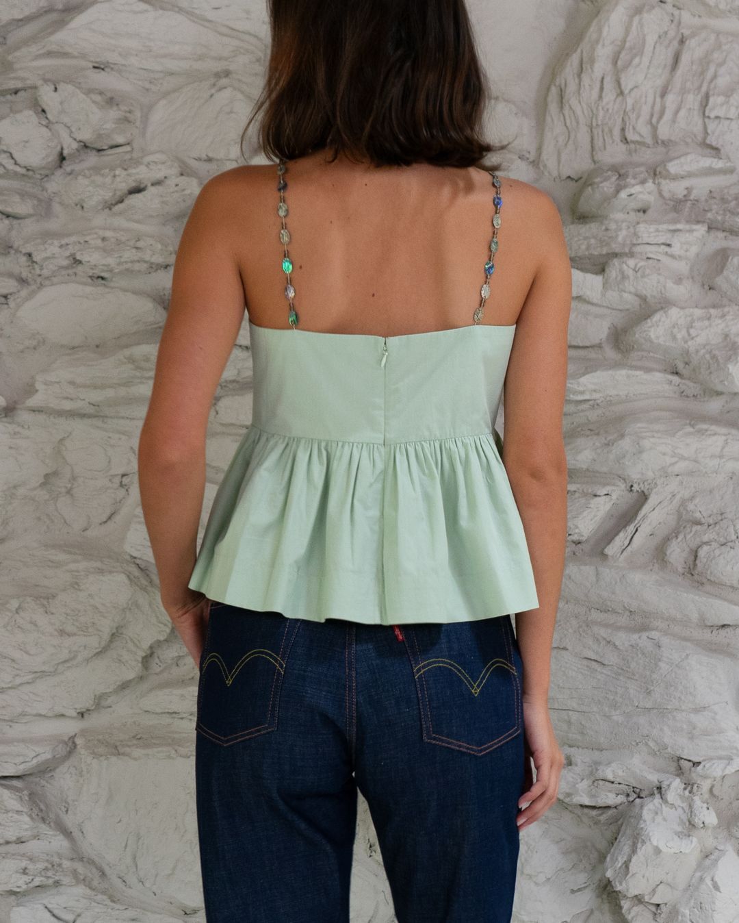 Rayna Poplin / Embellished Straps Top #4