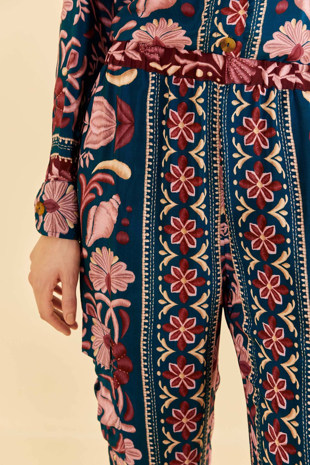 Teal Seashell Tapestry Cargo Pants #5