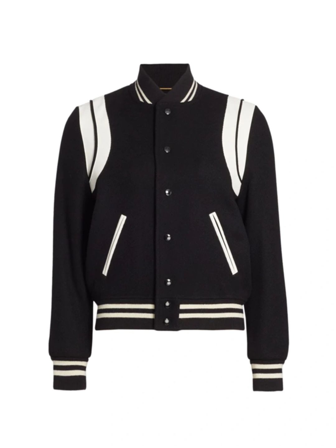 Teddy leather-trimmed recycled wool-blend bomber jacket