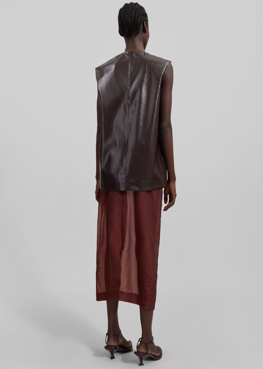 Calliope Semi Sheer Midi Skirt - Burgundy #9