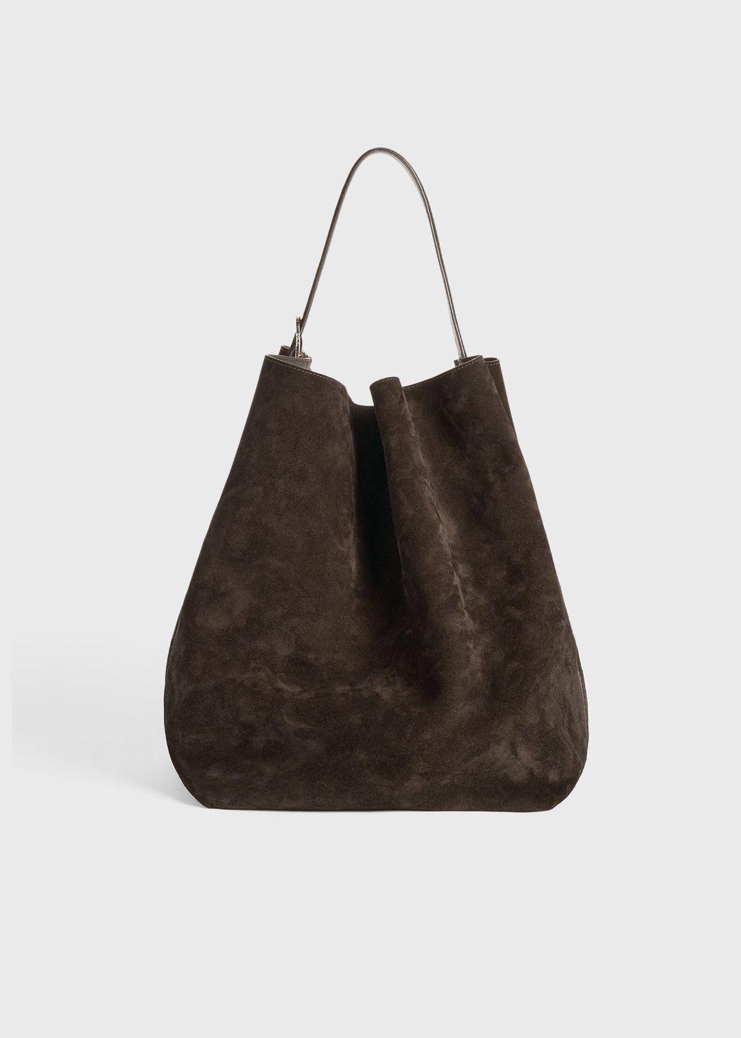 Belted suede tote brown #8