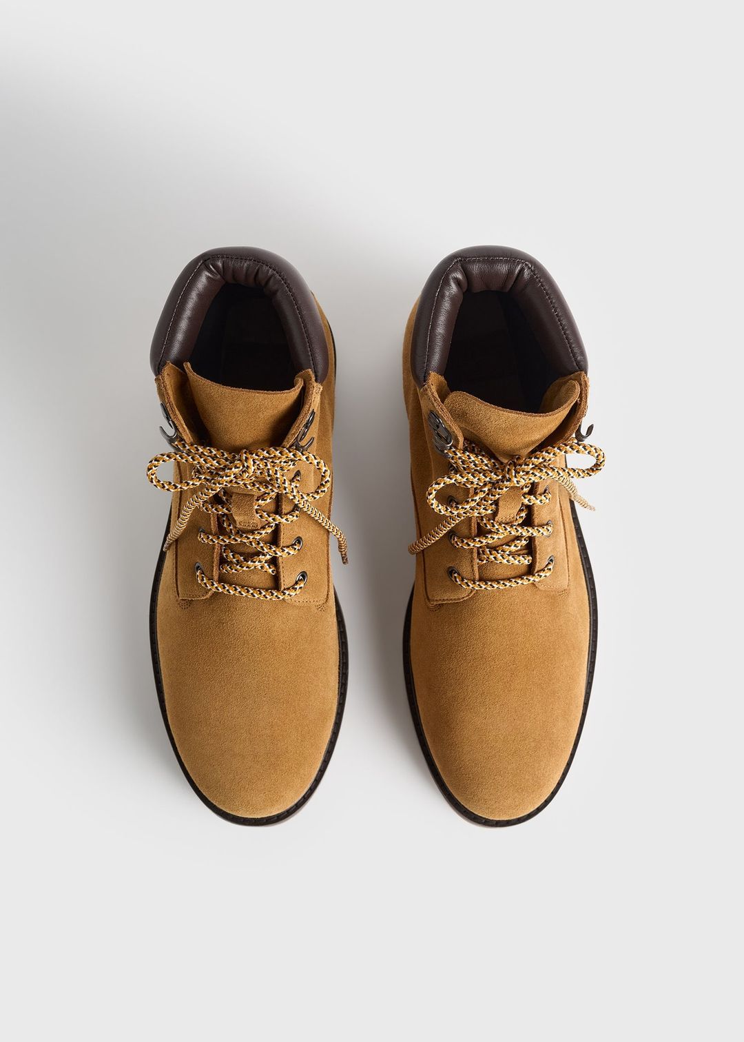 Lace-up suede boots ochre