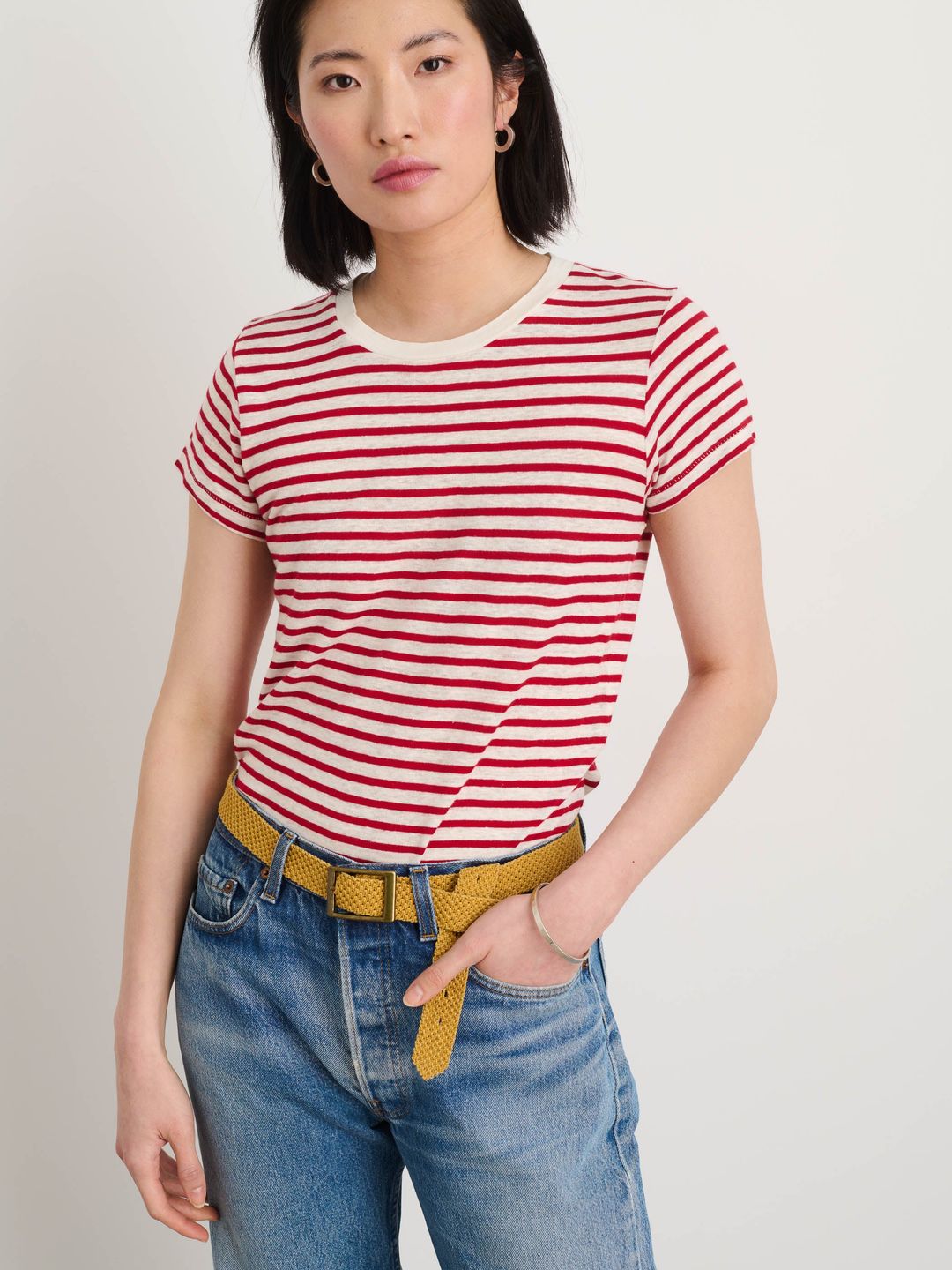 Prospect Striped Tee in Linen #3