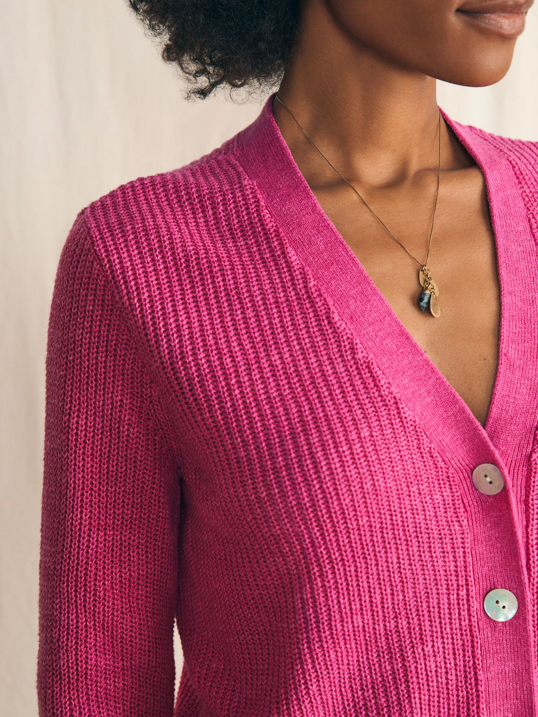 Miramar Linen Cardigan - Cone Flower #2