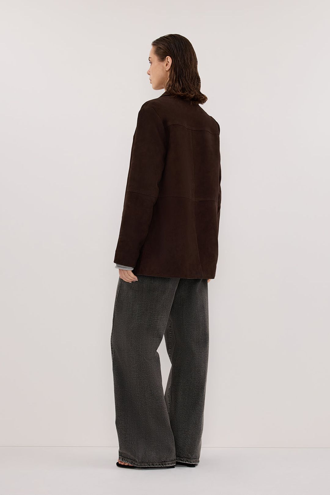 HENDRIX BITTER CHOC OVERSIZED SUEDE LEATHER JACKET #5