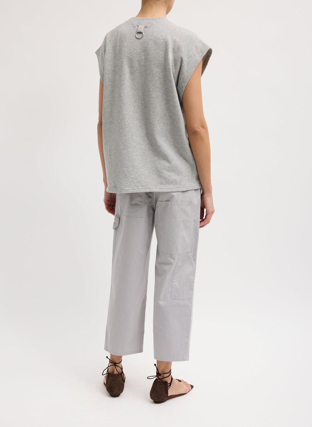 Garment Dyed Silky Cotton Cropped Slouchy Cargo Jean #5