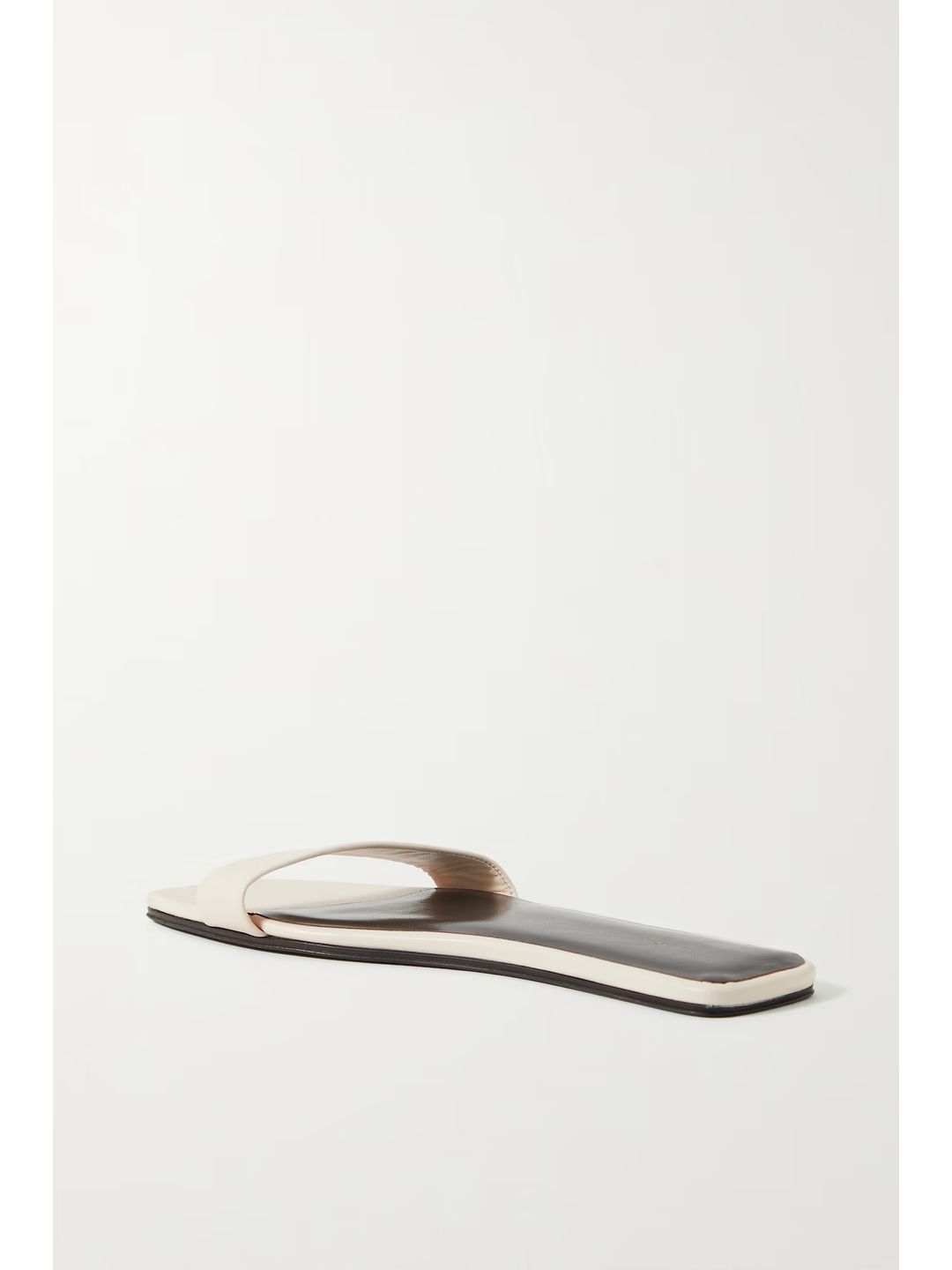 Chocolate leather slides in White #4