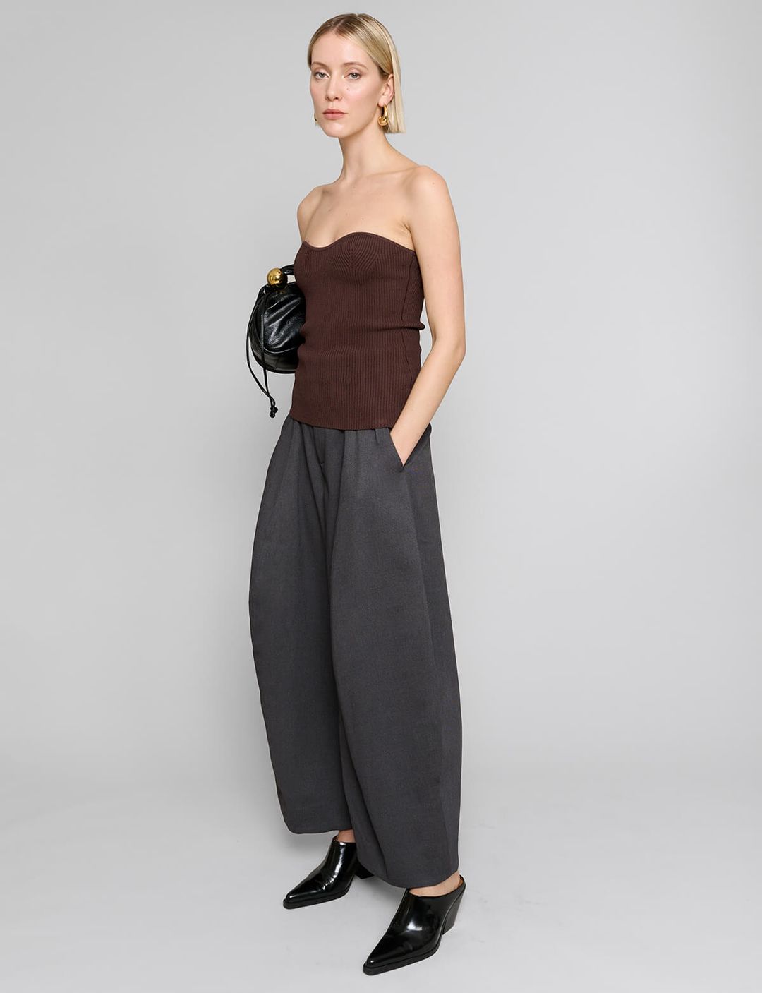 Dark Grey Barrel Leg Pants #7