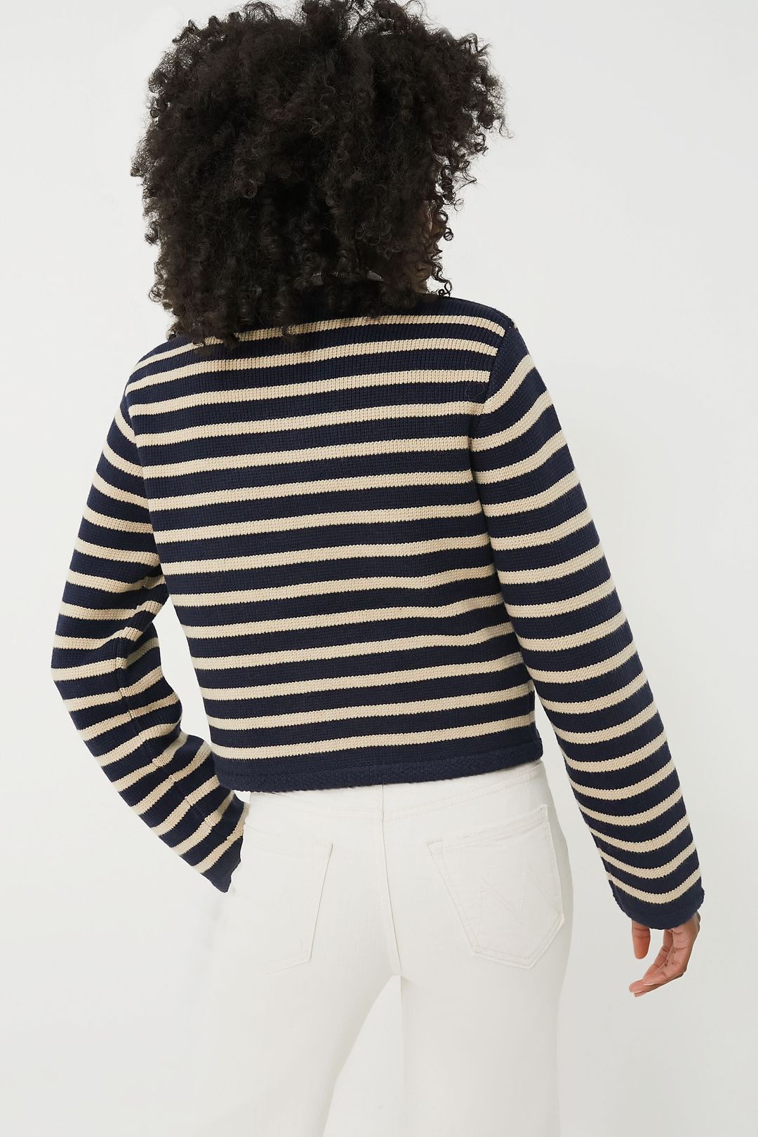 Navy & Tan Stripe Annie Structured Cardigan #4