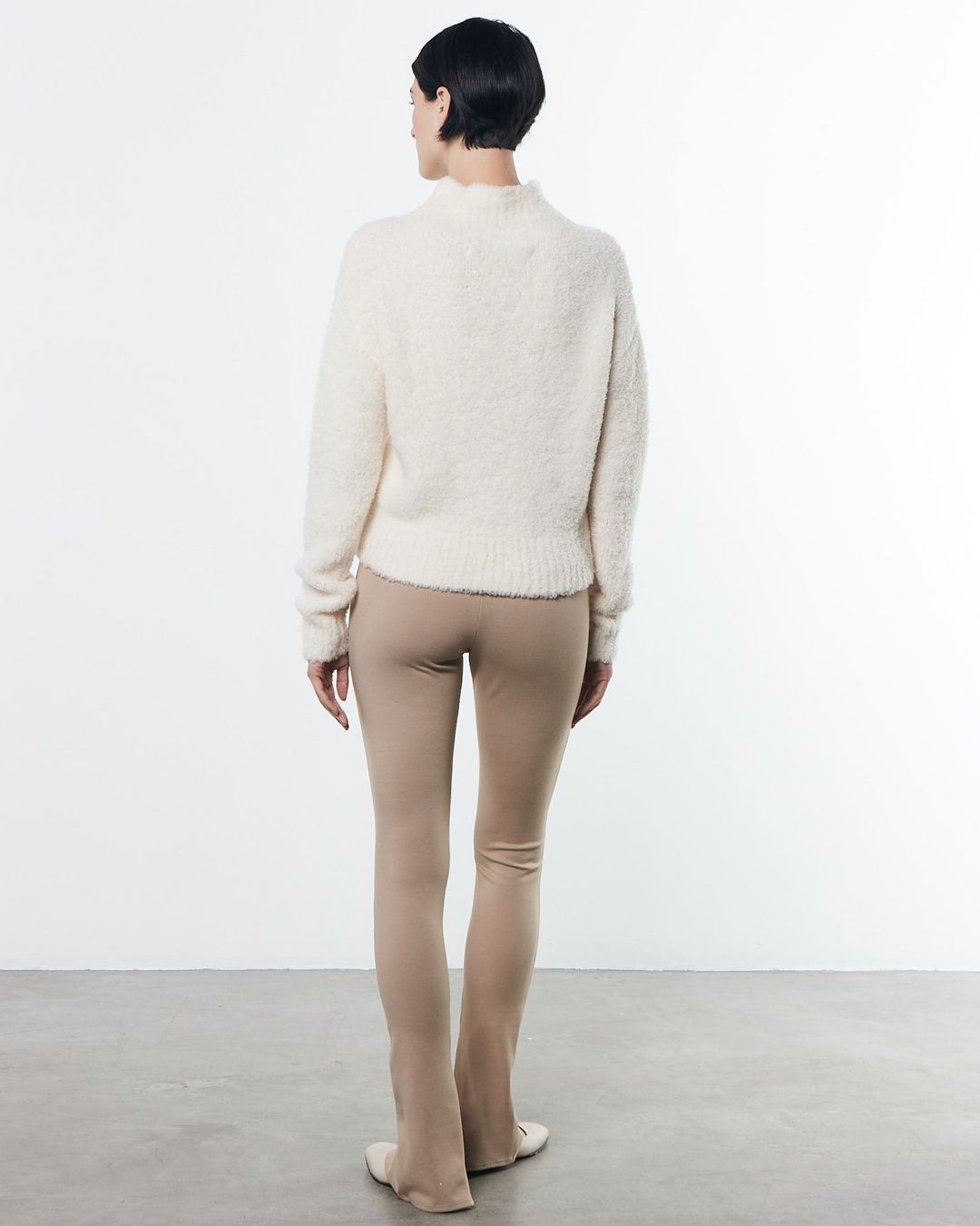 Cropped Mockneck Sweater | Cream #3