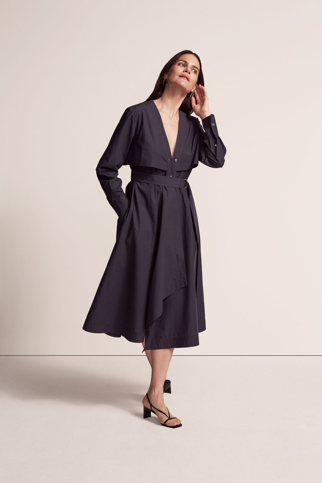 V-Neck Shirt Dress #4